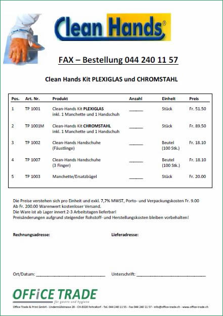 Clean Hands Produkte Kit Plexiglas und Chromstahl hier bestellen