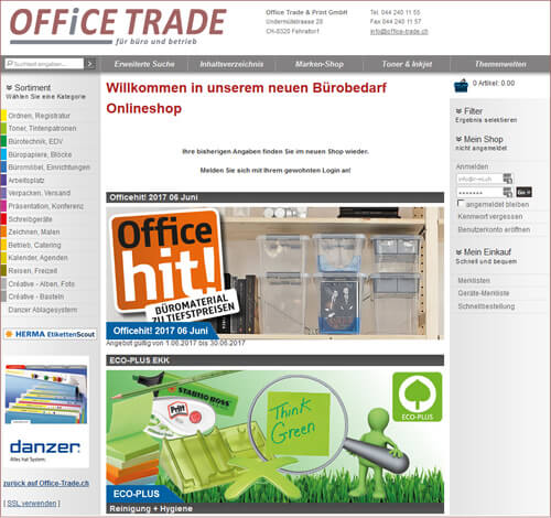 Bürobedarf, Büromaterial Onlineshop. Region Zürich, hier bestellen, kaufen - Auslieferung Schweizweit